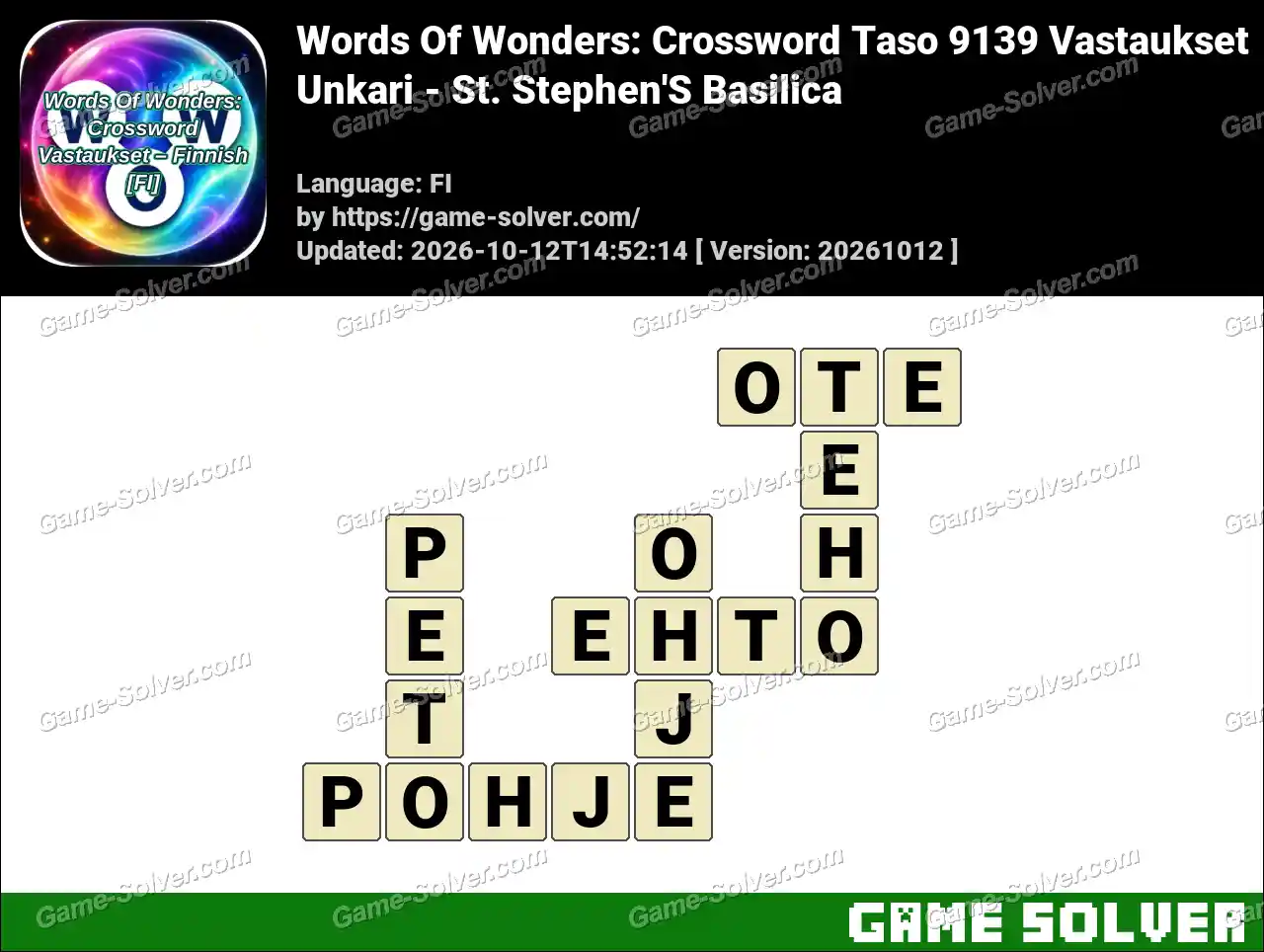 Words Of Wonders: Crossword Taso 9139 Vastaukset – Unkari – St. Stephen’S Basilica